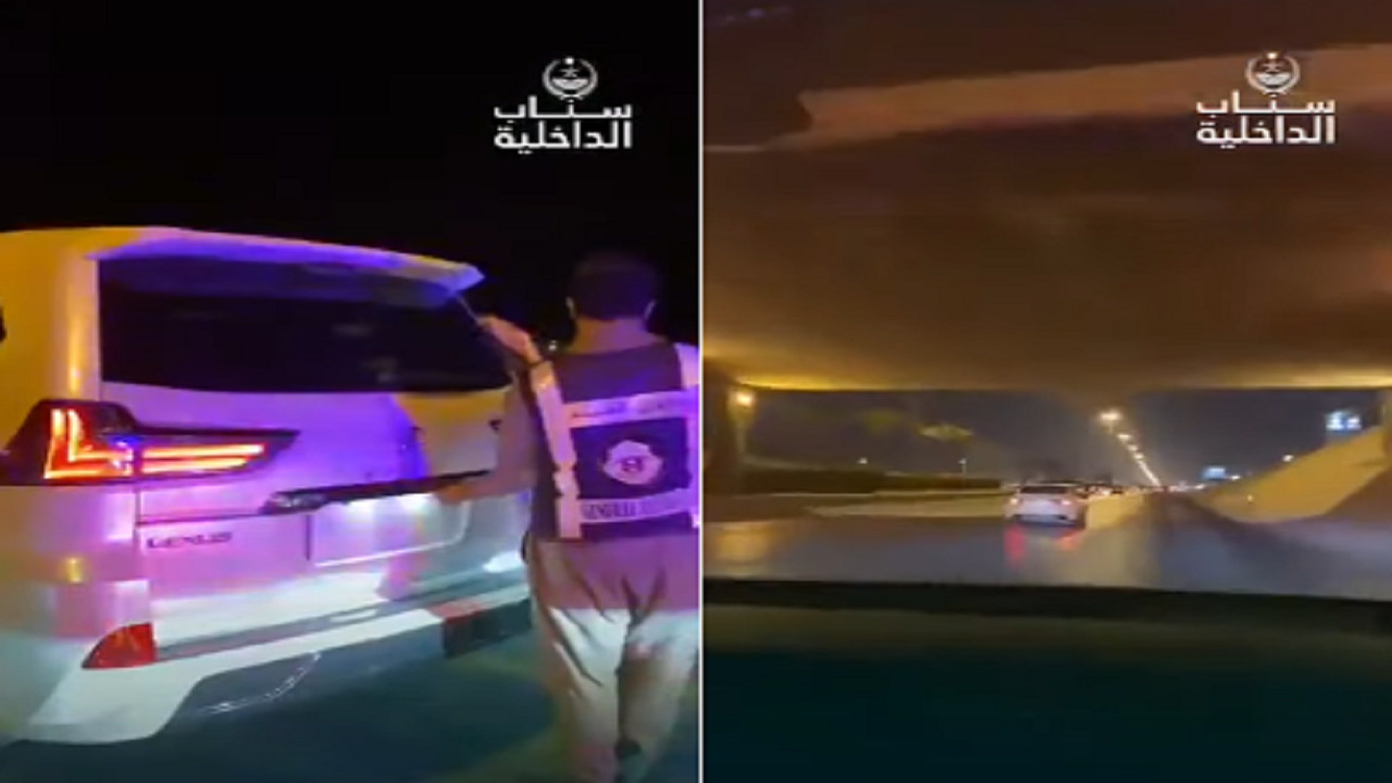 شاهد بالفيديو .. ضبط سيارات تسير بسرعة جنونية وأخرى بدون لوحات في السعودية
