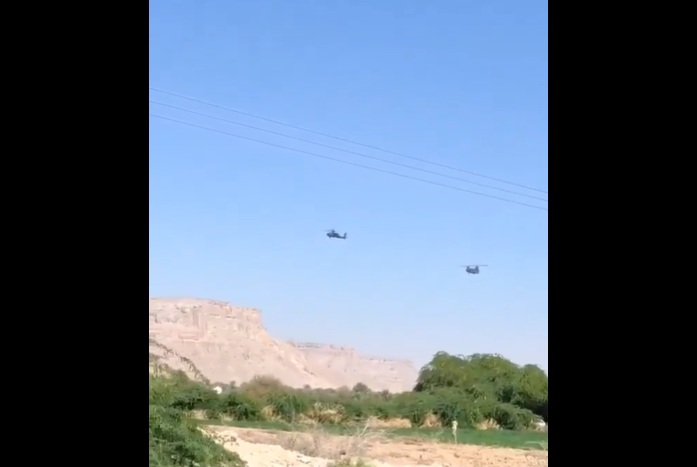 تحركات عسكرية سعودية في حضرموت: مروحيات أباتشي وتشينوك تحلّق فوق مطار سيئون وأنباء عن توجهها صوب عدن - [فيديو]