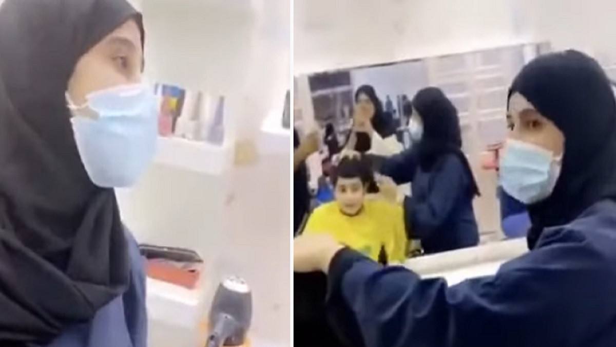 فيديو يوثق عمل أول فتاة سعودية في صالون حلاقة بالطائف(شاهد)