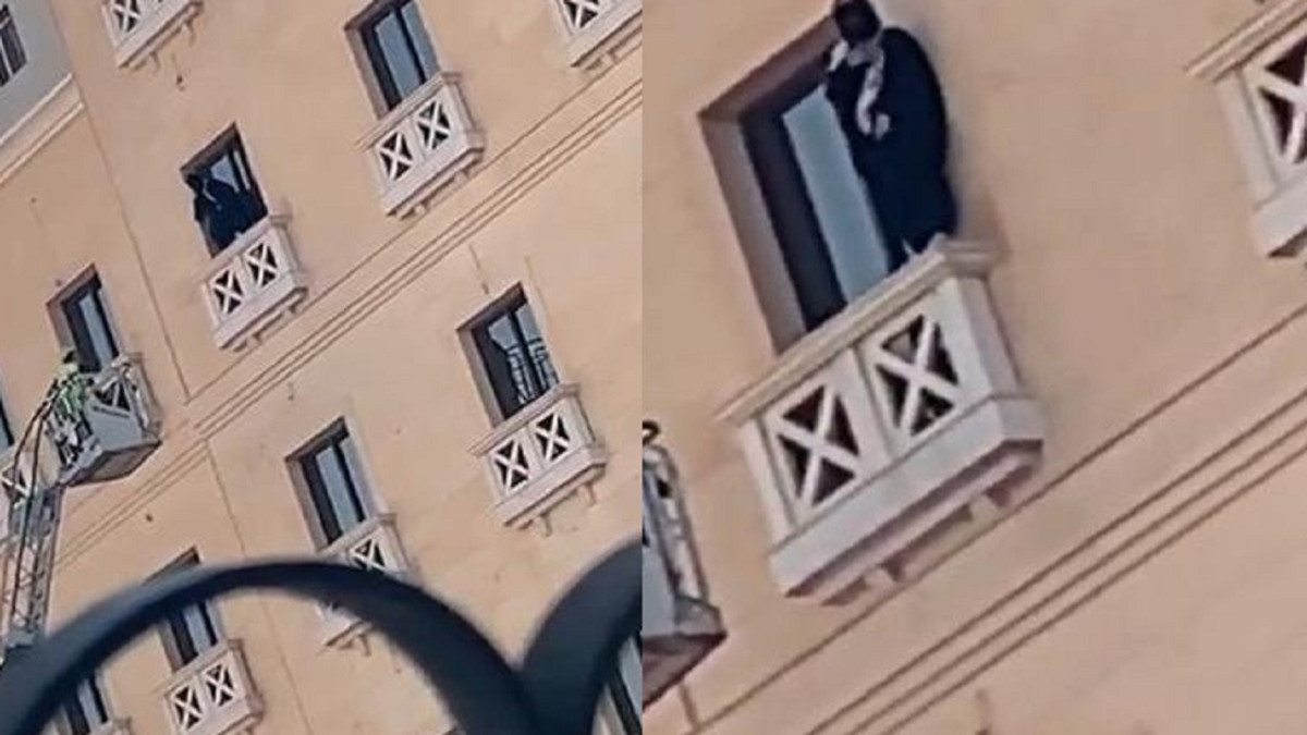 شاهد بالفيديو ..إنقاذ فتاة من محاولة انتحار عبر نافذة فندق في السعودية 